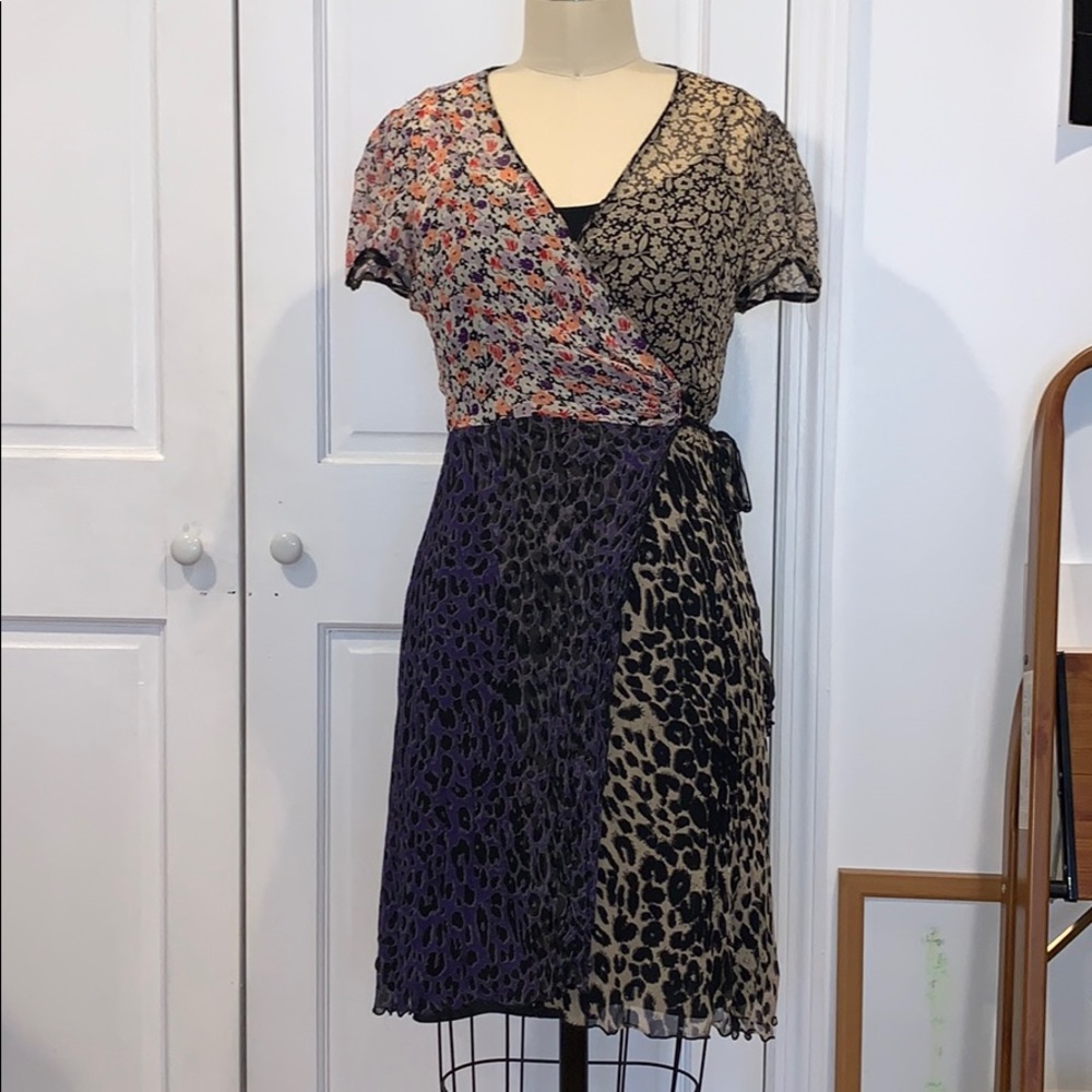 Anna Sui Printed Wrap Chiffon Dress